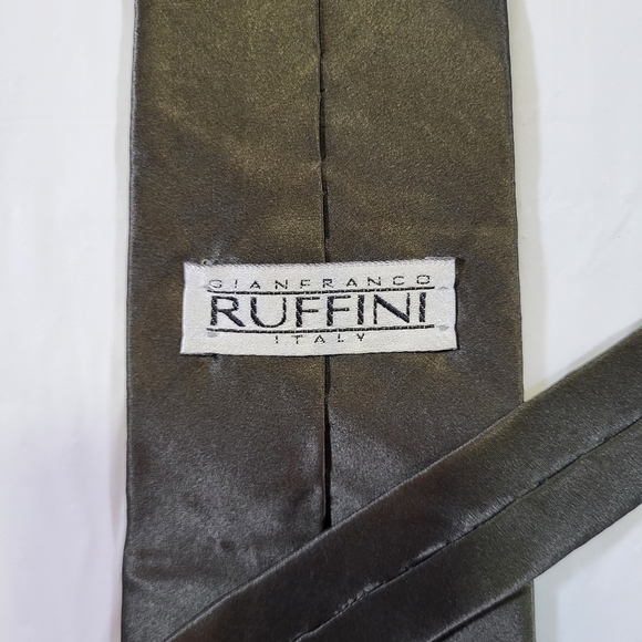 Vintage GIANFRANCO RUFFINI Grey Green Silk Tie - Picture 2 of 4